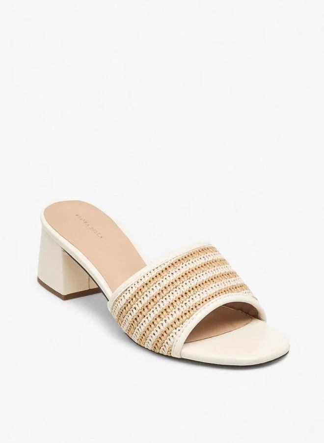 Flora Bella By Shoexpress Women's Textured Slip-On Sandals with Block Heel