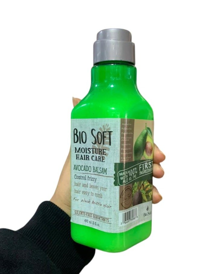 Bio Soft Balsam Avocado Moisture Hair Care For Brittle - 490 ML - Image 2