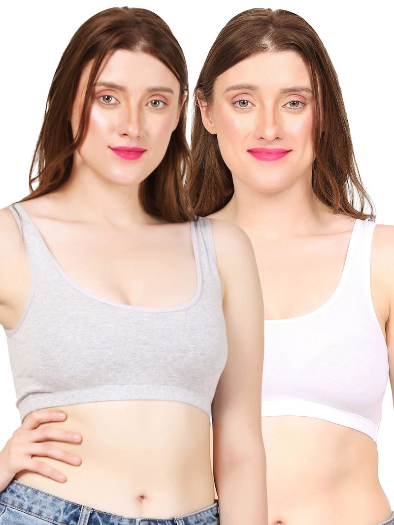 Mysha Cotton Full Coverage Non Padded Wire Free Air Sports Bra for Women (Pack of 2, Size-38) - Image 1