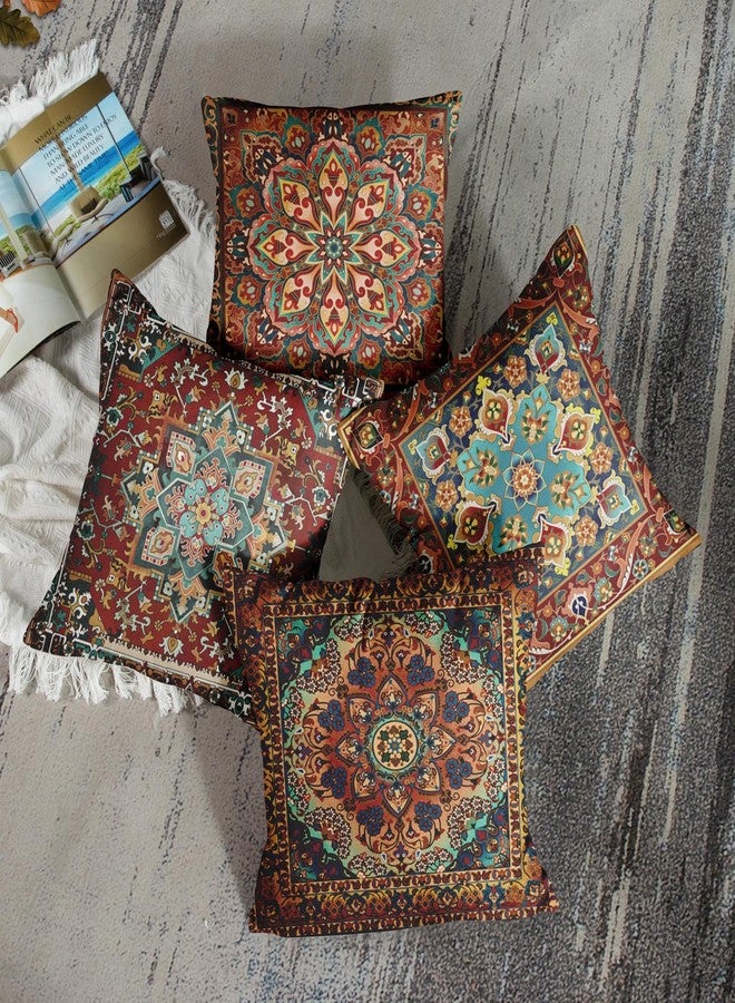 Sanwarm Throw Pillow Covers Home Decor Set of 4 Tribal Eastern Geometric Vintage Pillow Cases Decorative 18 x 18 Inches Outdoor Cushion Couch Sofa Pillowcases - Image 2