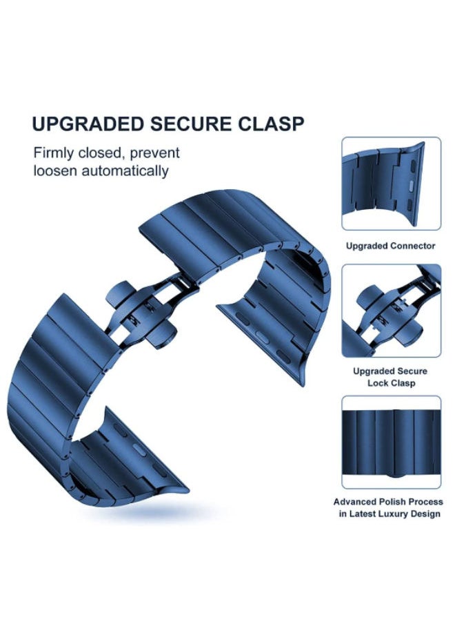SHOPI - Stainless Steel Band for Apple Watch Series 1,2,3,4,5,6 & SE - Size 38mm/41mm/40mm Blue - Image 1