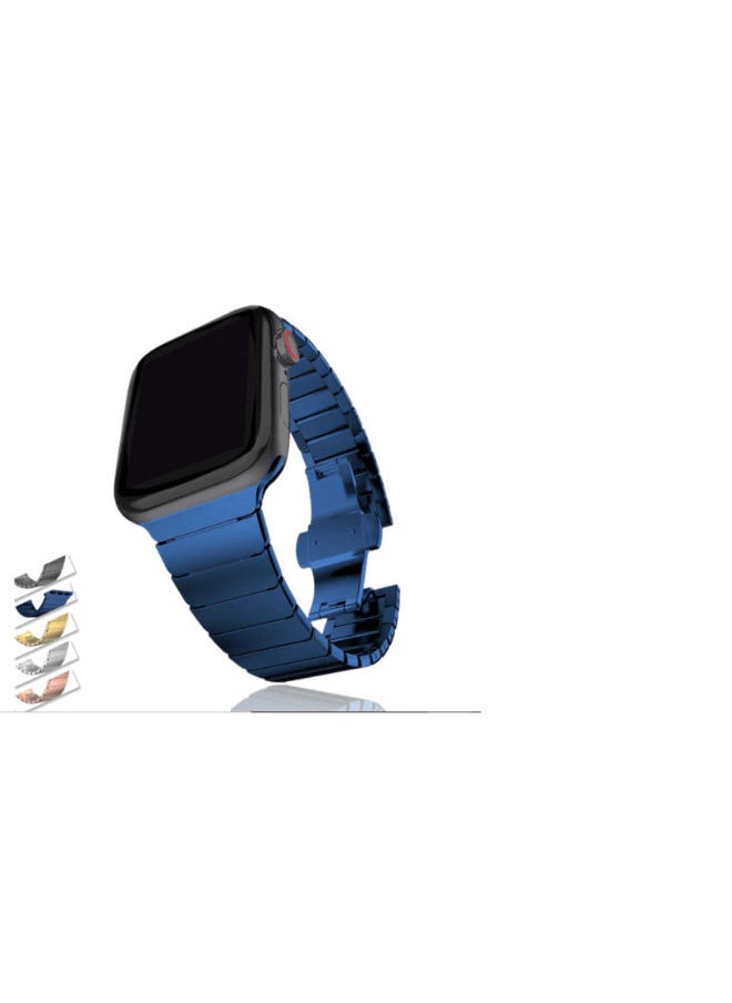 SHOPI - Stainless Steel Band for Apple Watch Series 1,2,3,4,5,6 & SE - Size 38mm/41mm/40mm Blue - Image 1