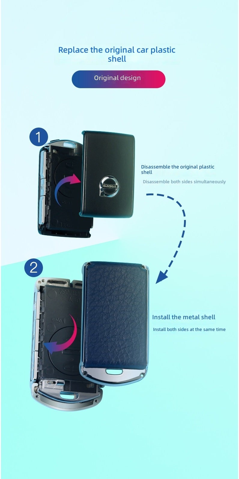 Volvo Leather Key Case for Volvo S90, V90, XC90, and XC60 - Premium Design - Image 2