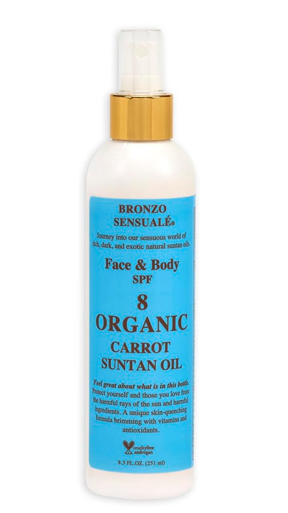 bronzo sensuale Bronzo Sensuale SPF Sunscreen Protective Golden Tanning Organic Carrot Oil 8.5 Ounces (8 SPF) 