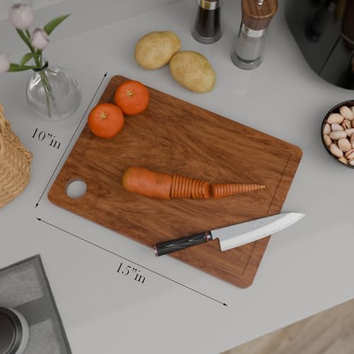ETIQUETTE ART Sheesham Wood Cutting Boards for Kitchen, Heavy Duty Sheesham Wood Cutting Board with Juice Groove, Bamboo Chopping Board for, Vegetables, Friuts,Meat (Design 1) - Image 4