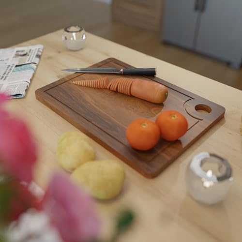 ETIQUETTE ART Sheesham Wood Cutting Boards for Kitchen, Heavy Duty Sheesham Wood Cutting Board with Juice Groove, Bamboo Chopping Board for, Vegetables, Friuts,Meat (Design 1) - Image 3