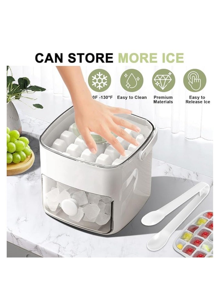 Arabest Ice Cube Tray with Lid and Bin Ice Cube Trays for Freezer Ice Tray Ice Mold Ice Maker Containers Box for Drinks Whiskey Beer Cocktail Coffee with 2 Trays and Ice Storage Bin Tweezers (White)  - Image 4