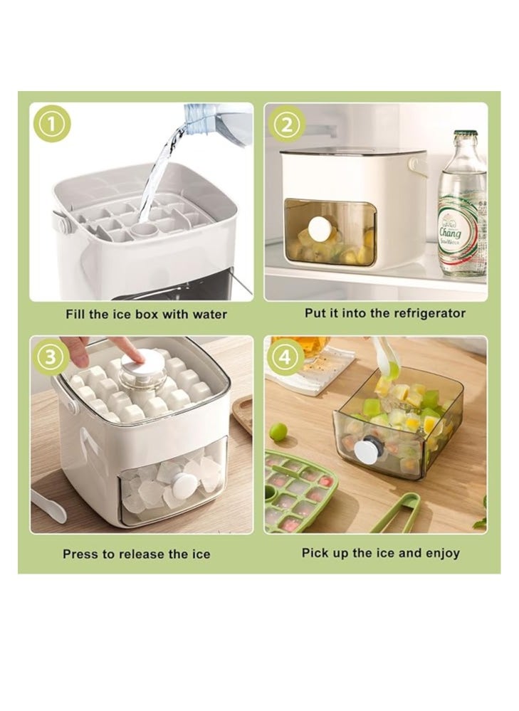 Arabest Ice Cube Tray with Lid and Bin Ice Cube Trays for Freezer Ice Tray Ice Mold Ice Maker Containers Box for Drinks Whiskey Beer Cocktail Coffee with 2 Trays and Ice Storage Bin Tweezers (White)  - Image 5