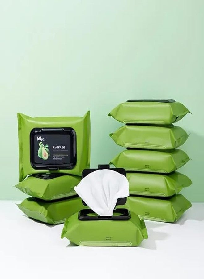 Onward Avocado Moisturizing Deep Cleasing Wipes, Cucumber & Vitamin E Makeup Remover Wipes Hydrating, Refreshing, Soothing Pack of 1(60 Wipes, Avocado) - Image 2