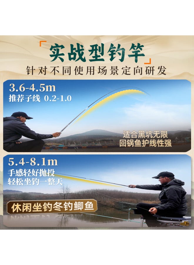 Skiofishes Longzhanji Ultra-light Third Generation Small All-purpose Fishing Rod, Ultra-light And Ultra-hard, 28 Sections, Platform Fishing Rod, Hand Rod, Crucian Carp Rod, 4.8m, 4h