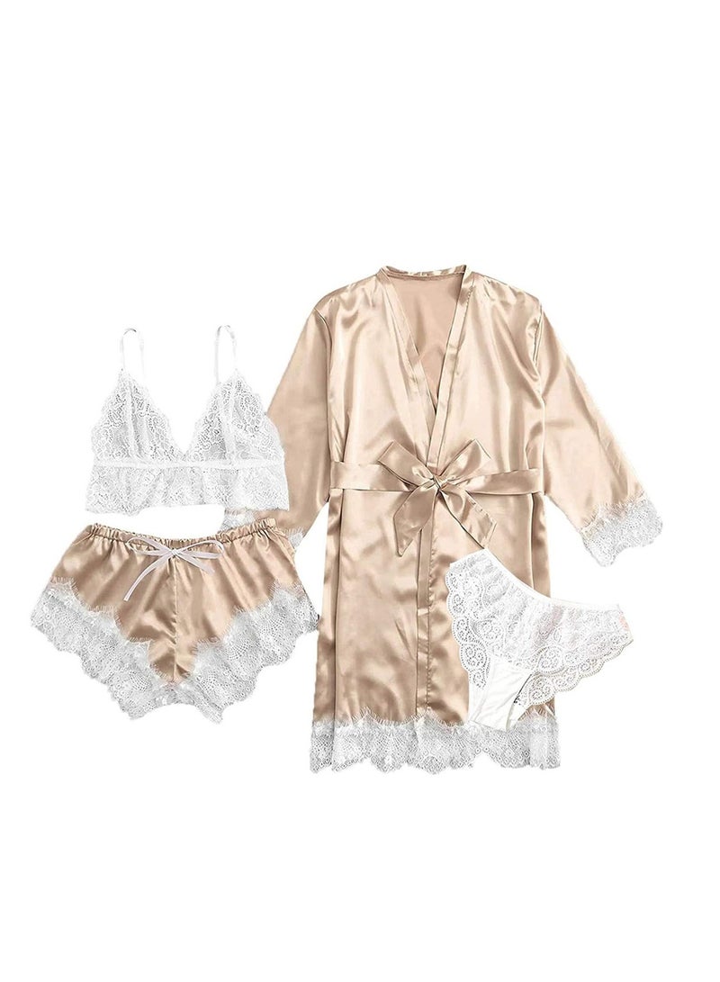 4pcs pajamas women's home pajamas lace pajamas set - Image 1