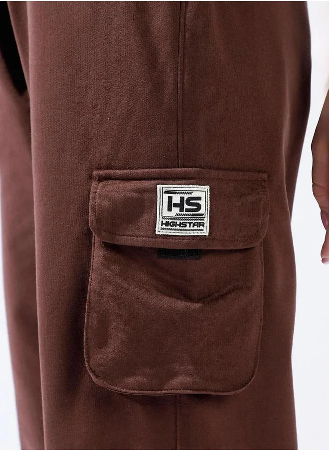 هاي ستار Women Track Pants, Jogger, Solid, Coffee Brown, in 100% Cotton, Elasicated + Drawstring closure, Knitted weave, High-Rise waist, perfect for Casual. Step up your style today!