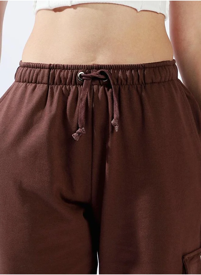 هاي ستار Women Track Pants, Jogger, Solid, Coffee Brown, in 100% Cotton, Elasicated + Drawstring closure, Knitted weave, High-Rise waist, perfect for Casual. Step up your style today!