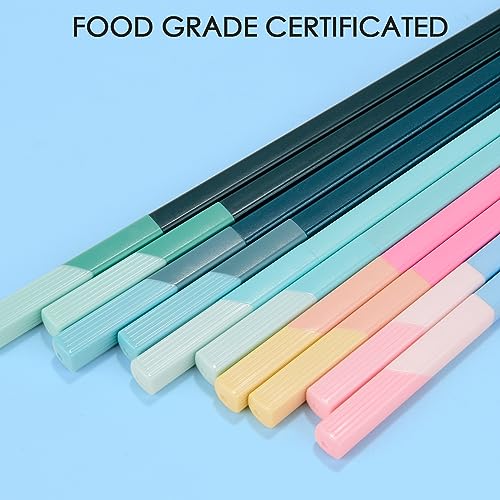 GLAMFIELDS Chopsticks Reusable Dishwasher Safe, GLAMFIELDS 5 Pairs 9.5 Inches Premium Chop Sticks Set for Sushi, Ramen, Asian Cuisine, Matte Non-slip with Gift Case, Pink + Light Blue - Image 3