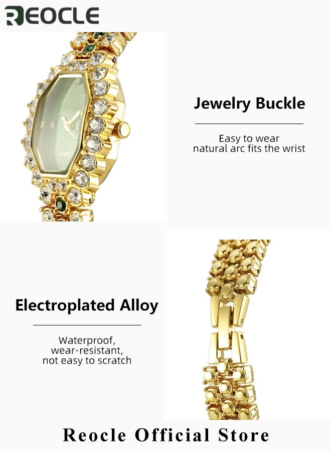 REOCLE Women's Wrist Watches Diamond Bracelet Watch Fashion Casual Quartz Watch Rhinestone ling Iced Out Wrist Watch Best Gift for Ladies  - Image 5