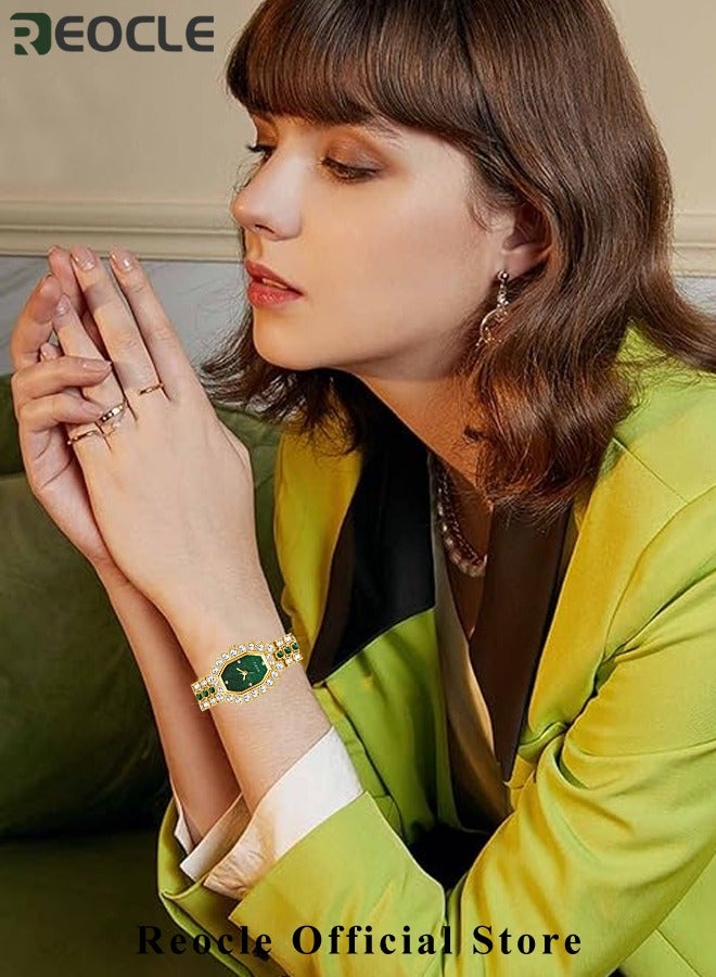 REOCLE Women's Wrist Watches Diamond Bracelet Watch Fashion Casual Quartz Watch Rhinestone ling Iced Out Wrist Watch Best Gift for Ladies - Image 3