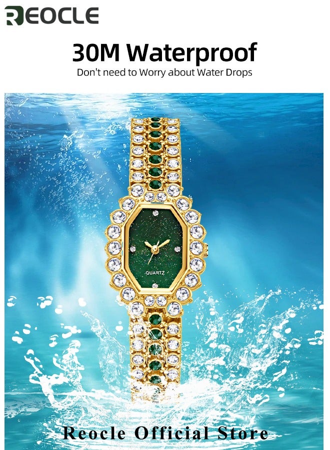 REOCLE Women's Wrist Watches Diamond Bracelet Watch Fashion Casual Quartz Watch Rhinestone ling Iced Out Wrist Watch Best Gift for Ladies - Image 4