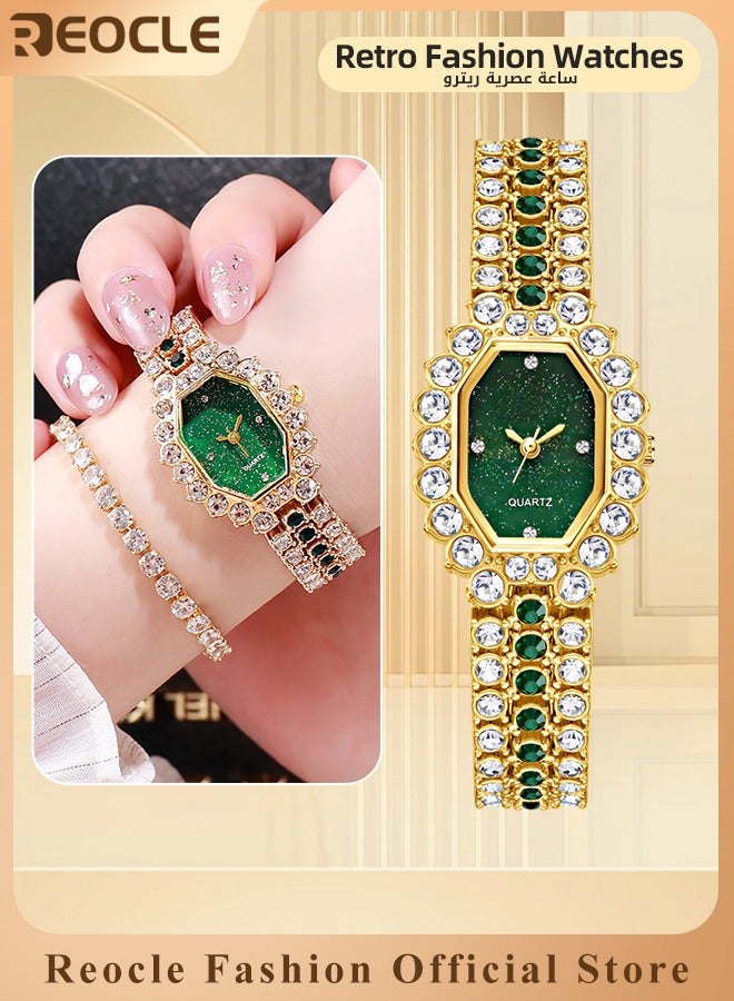 REOCLE Women's Wrist Watches Diamond Bracelet Watch Fashion Casual Quartz Watch Rhinestone ling Iced Out Wrist Watch Best Gift for Ladies - Image 2