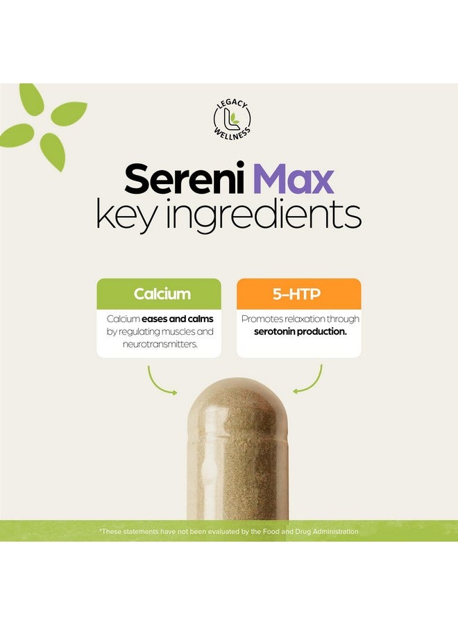 LegacyNutra SERINI-MAX - 5-HTP Mood Support Supplement + Calcium - Supports Calm & Peaceful State of Mind - Boost Serotonin, 5HTP 200mg for Stress Management & Sleep Support Supplements - 60 Capsules - Image 2
