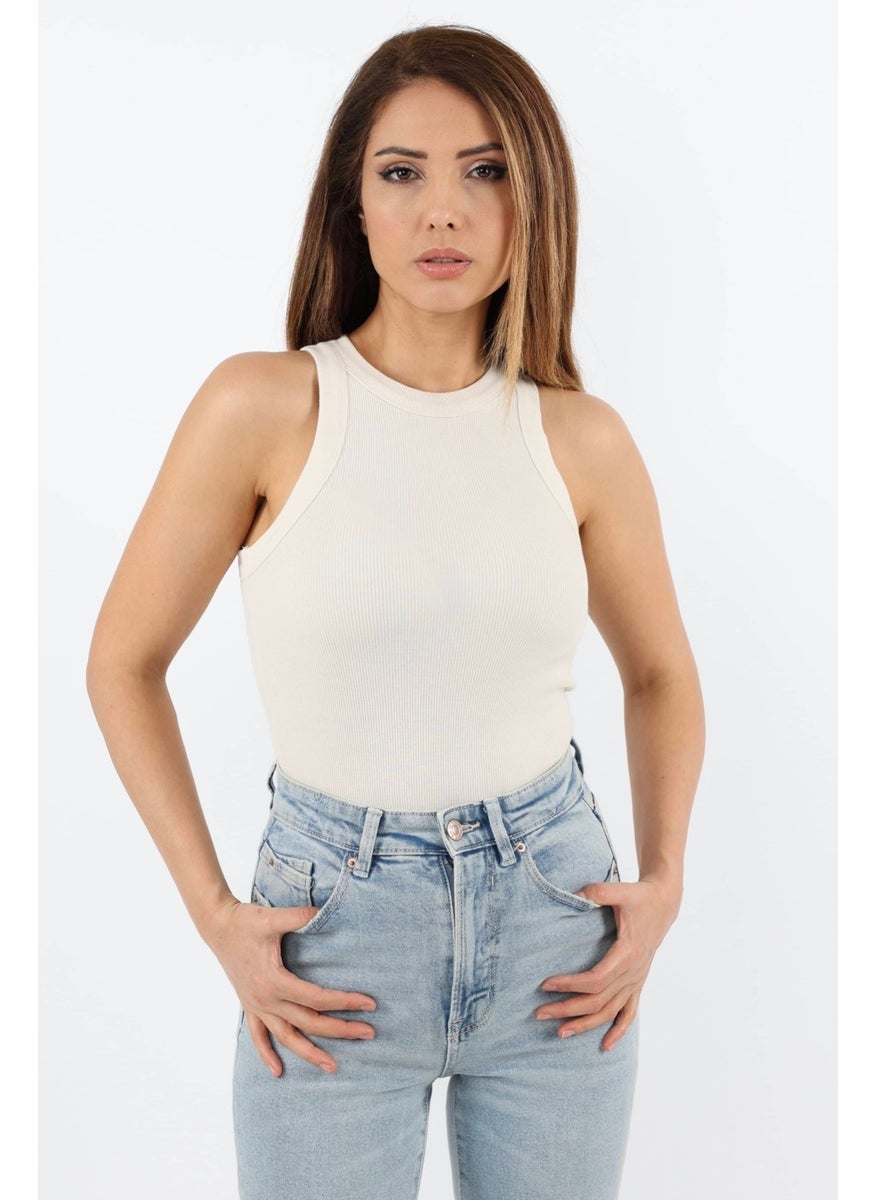 Ritnice - Women's Cream Ribbed Cotton Undershirt - Image 1