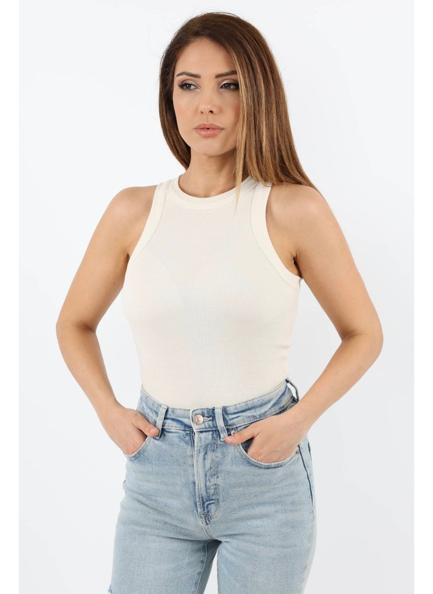 Ritnice - Women's Cream Ribbed Cotton Undershirt - Image 1