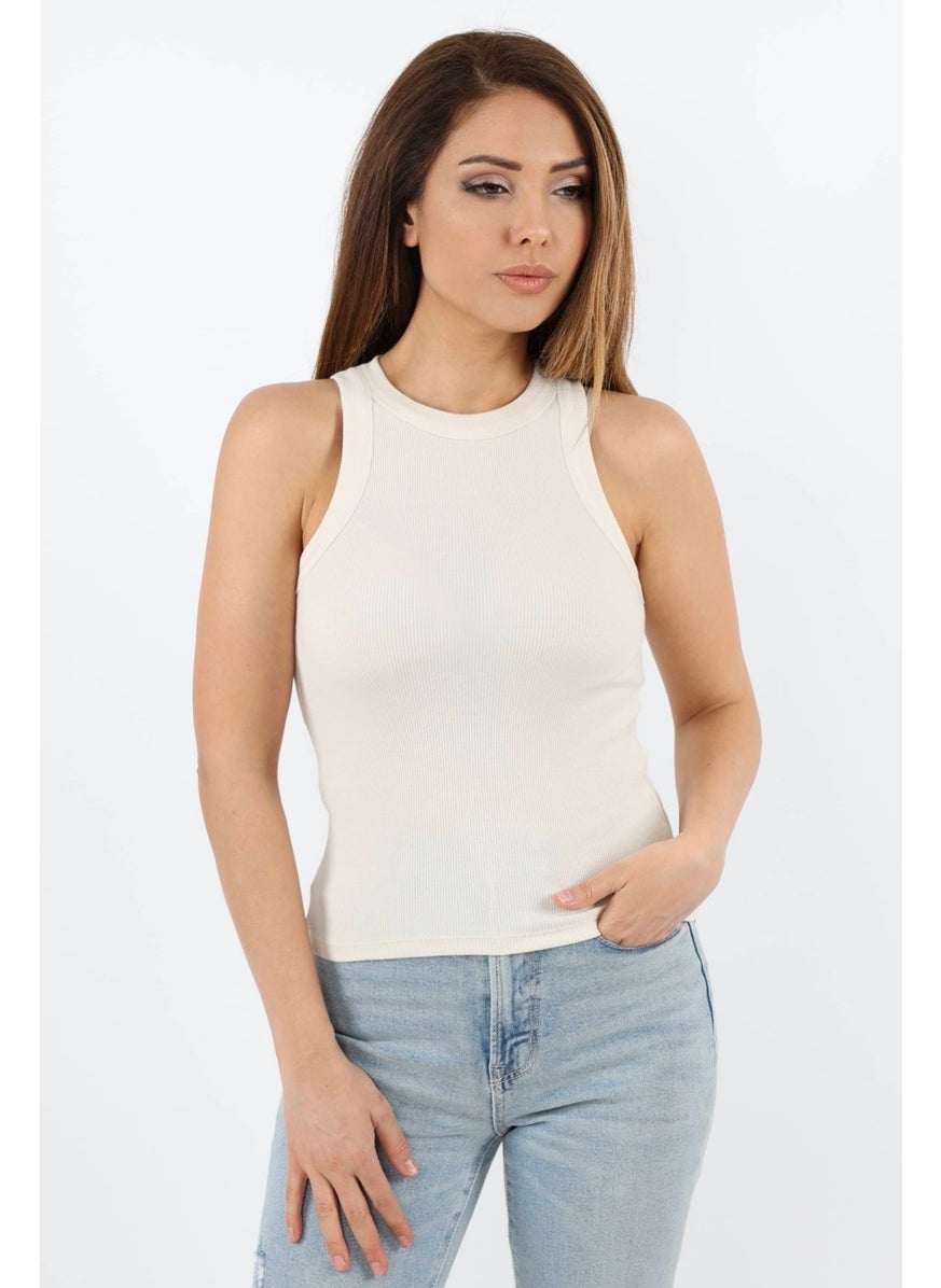 Ritnice - Women's Cream Ribbed Cotton Undershirt - Image 1