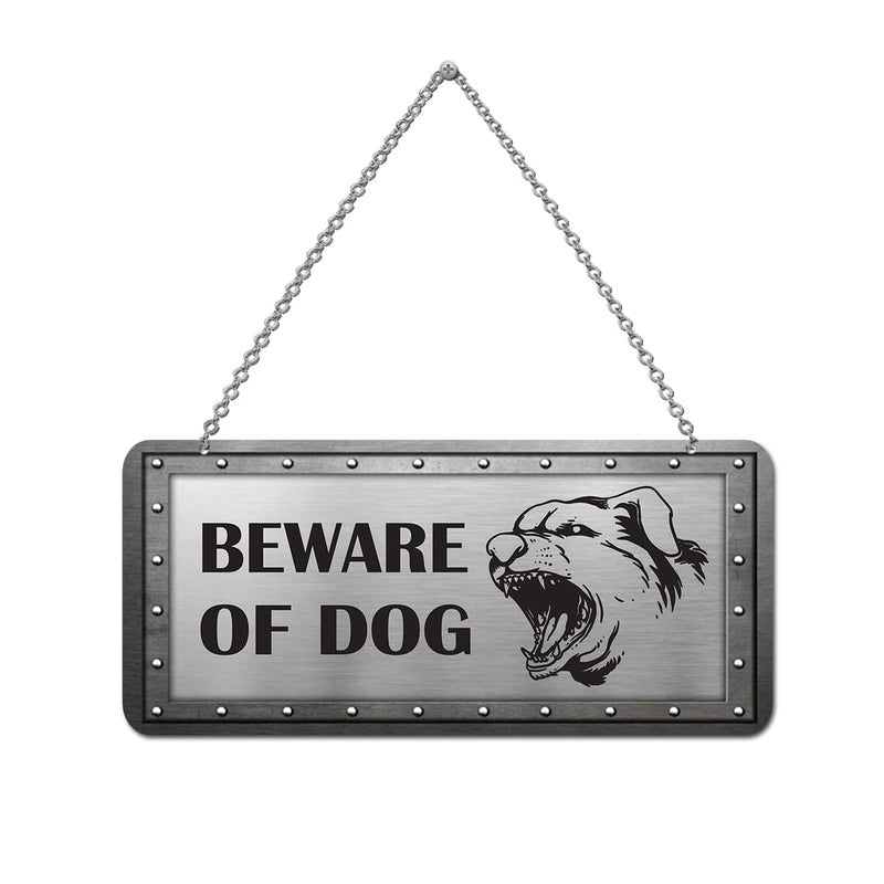 Wildmark Beware of Dog Sign Board Hindi and English Sign Board Double Sided Wooden Steel Look (5x11 Inches, Grey, Wooden) - Image 1