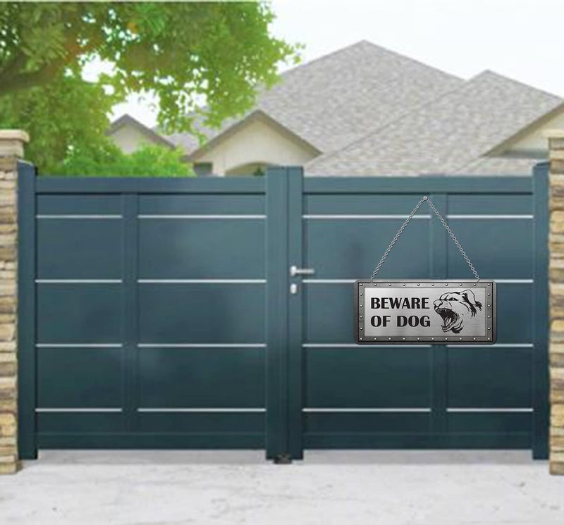 Wildmark Beware of Dog Sign Board Hindi and English Sign Board Double Sided Wooden Steel Look (5x11 Inches, Grey, Wooden) - Image 5