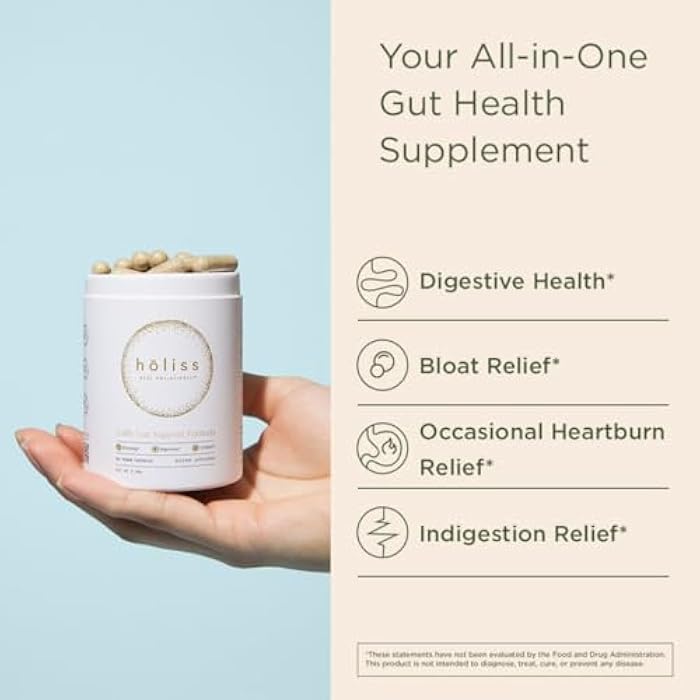 HOLISS Daily Gut Health Capsules – 8-in-1 All Natural Supplement, Lemon Balm, Bloat & Gas Relief, GI Lining Repair, Leaky Gut & Digestive Support – 60 Capsules - Image 3