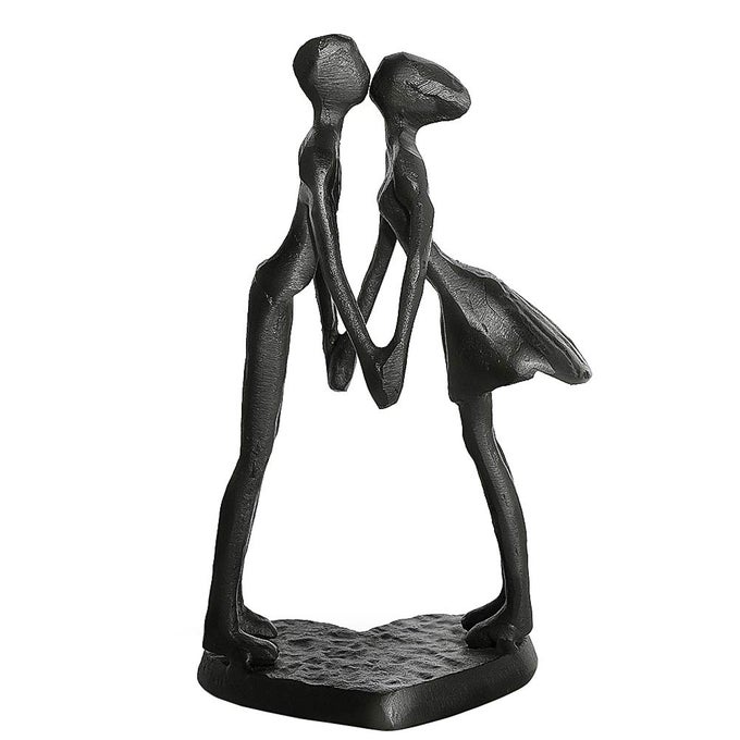 AFFECTIONATE COUPLE ART IRON SCULPTURE 6 YEARS OF LOVE WEDDING PASSIONATE LOVE FIGURINE STATUE ROMANTIC METAL ORNAMENT MANTELPIECE TABLE DECORATION HOLD HANDS KISS