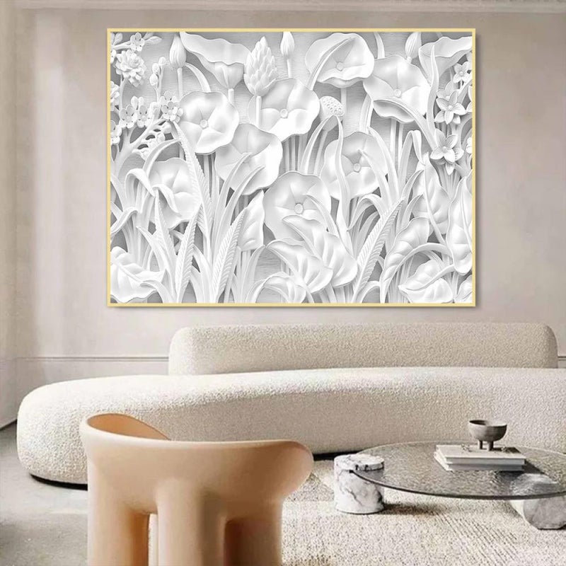 ماركتنا لوحة جداربة قماشية مطبوعة بتصميم اللوحة الجبسية مع برواز مجوف مقاس (60×40) قطعة واحدة - Image 2