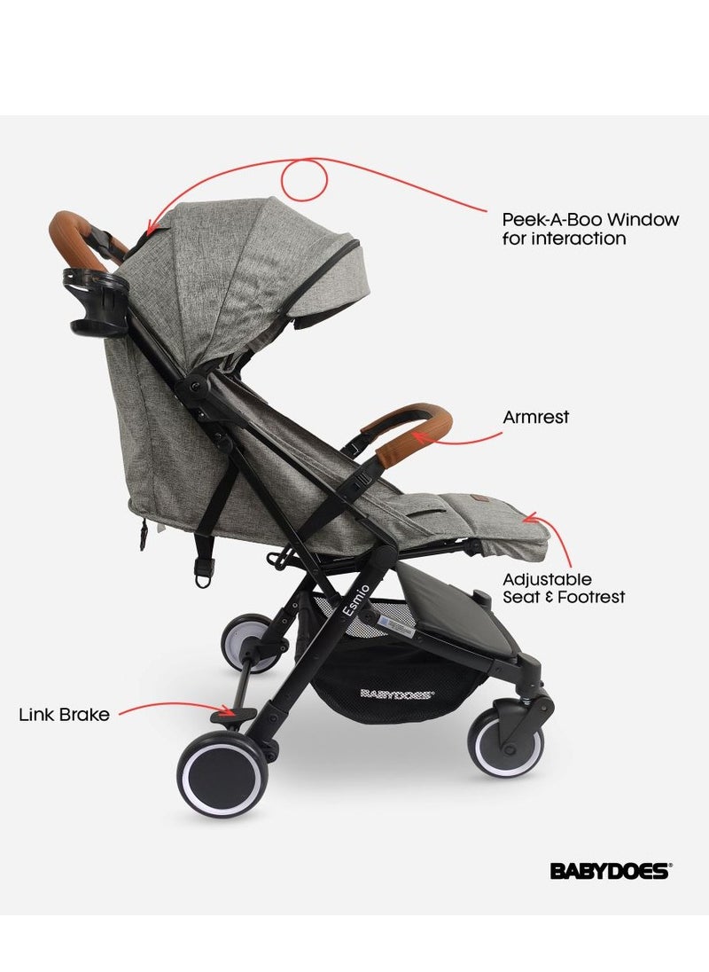 BABYDOES - Esmio - Baby Stroller With 5-Point Harness, Adjustable Backrest And Footrest, 3-Step Canopy, One-Click Brake System, 0-3 Year (Up To 20 Kg) - Grey - Image 1