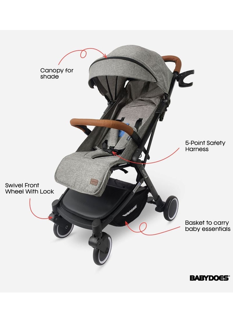 BABYDOES - Esmio - Baby Stroller With 5-Point Harness, Adjustable Backrest And Footrest, 3-Step Canopy, One-Click Brake System, 0-3 Year (Up To 20 Kg) - Grey - Image 1