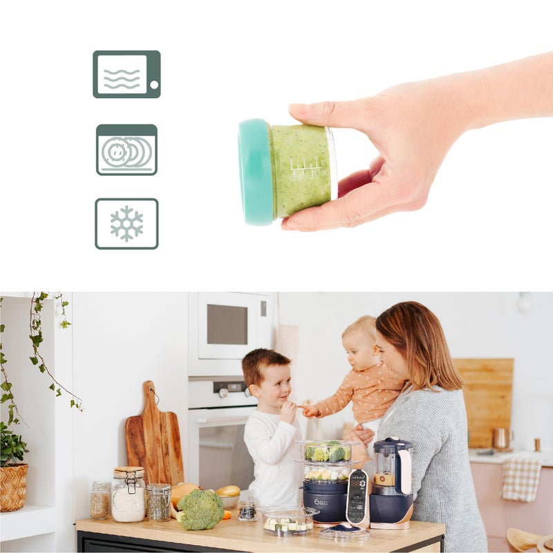 Babymoov Baby Glass Food Jars, Set of 4 (8oz Each) BPA-Free Storage Containers, Leakproof Lids, Microwave, Freezer & Dishwasher Safe, Baby Registry Essential - Image 4