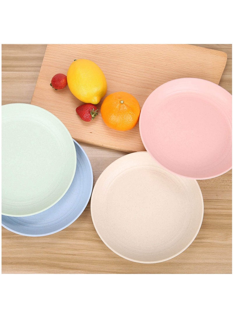 MileMelo 4-Piece Wheat straw life Unbreakable Plates Reusable Plate Set Healthy for Kids Children Toddler & Adult, BPA Free & Eco-Friendly Medium 20cm - Image 3