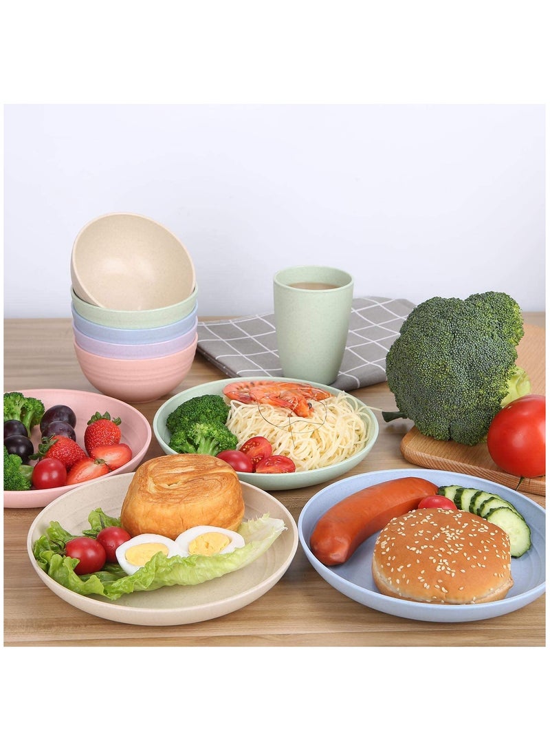 MileMelo 4-Piece Wheat straw life Unbreakable Plates Reusable Plate Set Healthy for Kids Children Toddler & Adult, BPA Free & Eco-Friendly Medium 20cm - Image 5