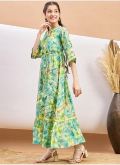 Stylo Bug Floral Print Tie-Up Neck A-Line Maxi Dress by Styli  - Image 3