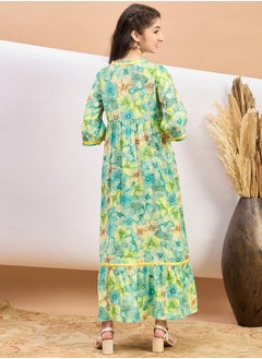 Stylo Bug Floral Print Tie-Up Neck A-Line Maxi Dress by Styli  - Image 4