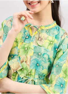 Stylo Bug Floral Print Tie-Up Neck A-Line Maxi Dress by Styli  - Image 5