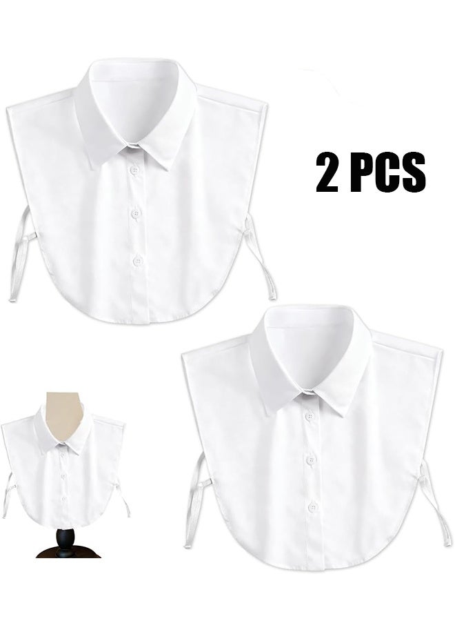 Ba Love 2 Pieces Fake Collar Detachable Collar for Women Half Shirts Half False Blouse Dickey False Collar for Women (White) - Image 1