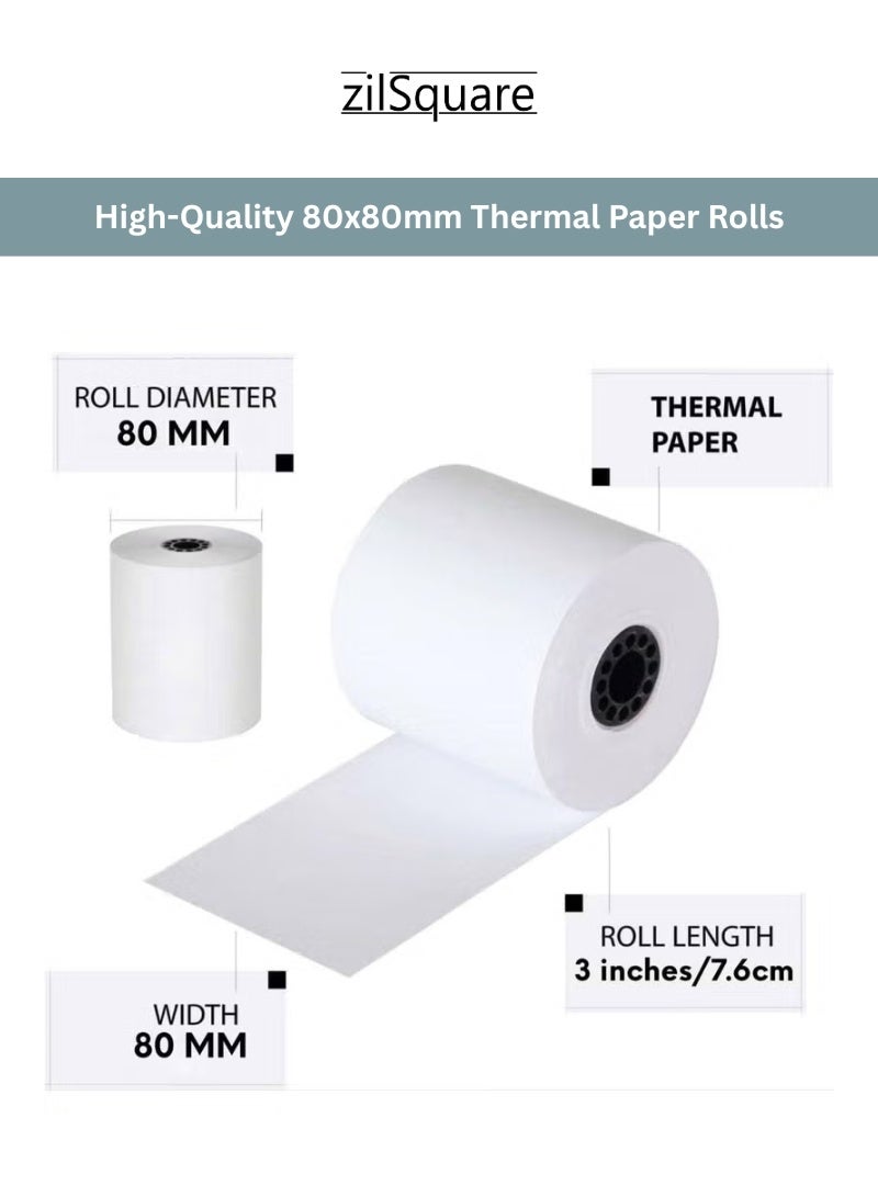 zilSquare Premium Thermal Paper Roll 80mm x 80mm Pack (5rolls) – High Sensitivity POS Receipt Paper Rolls for Billing Machines, Cash Registers & Receipt Printers BPA-Free, Non-Fading, Smooth Printing Thermal Till Roll for Supermarket, Restaurant, Retail & Office Use Xprinter, Epson, Bixolon Compatible - Image 3