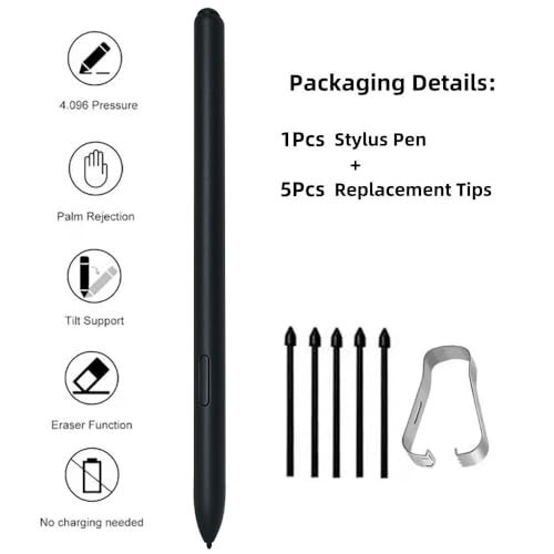 Bimahoo EMR Stylus Compatible with Remarkable 2,Stylus Pen with Eraser, 4096 Pressure Levels, Palm Rejection, Tilt Support with 5 Replacement Pen Tips - Image 4