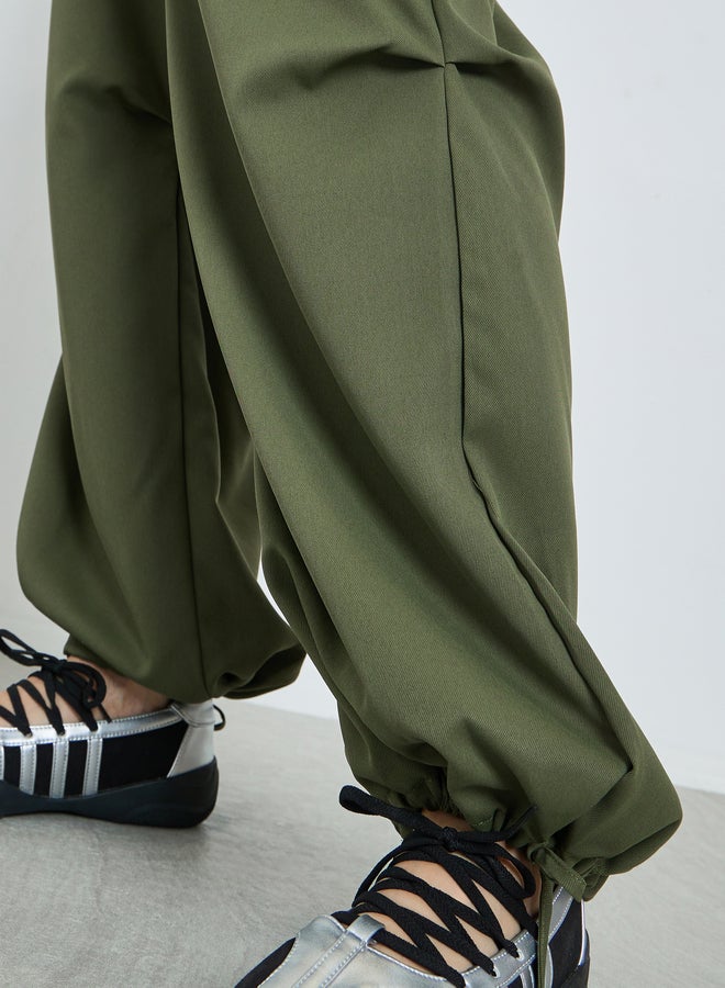 Take Two Green Baggy Cargo Pants with Elastic Waistband - Image 4