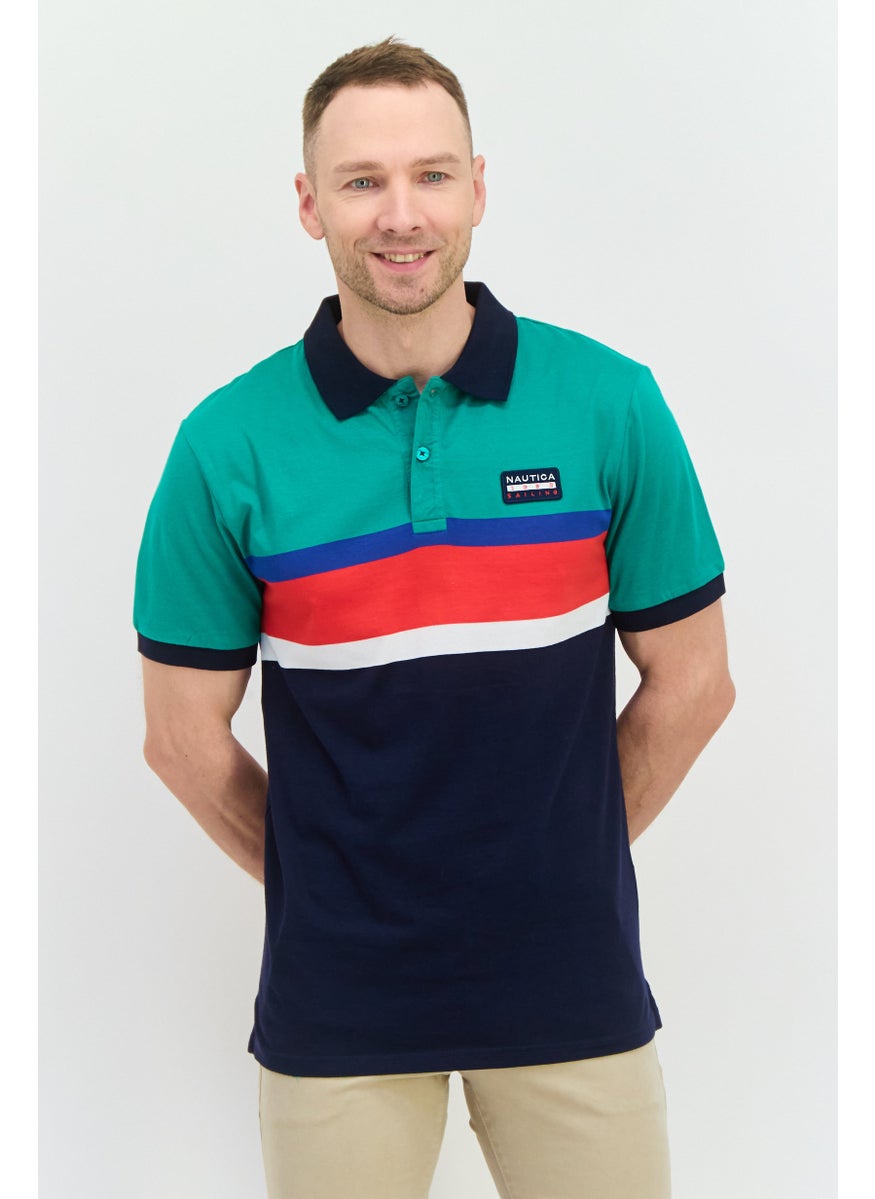 NAUTICA Men Regular Fit Embroidered Logo Short Sleeve Polo Shirt, Green  - Image 1