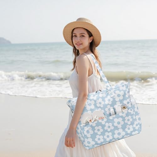 BLUBOON Beach Pool Bags Tote for Women Ladies Large Gym Tote Carry On Bag With Wet Compartment for Weekender Travel Waterproof - Image 3