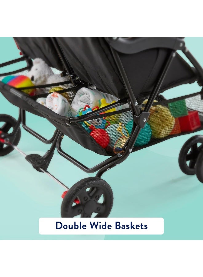 Kolcraft KT011-BLK1 - Cloud Plus Double Lightweight Stroller (Up To 40Lbs) - Red And Black - Image 4