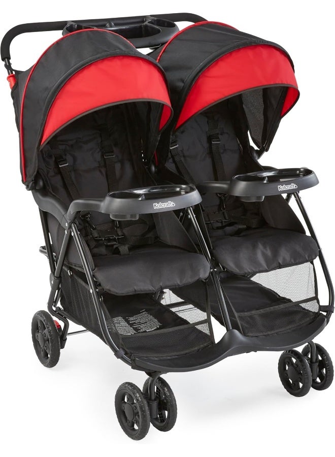 Kolcraft KT011-BLK1 - Cloud Plus Double Lightweight Stroller (Up To 40Lbs) - Red And Black - Image 1