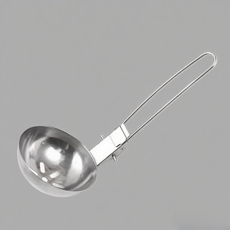 Stainless Steel Skimmer Slotted Spoon Long Handle Ladle Serving Utensil Collapsible Camping Cutlery - Image 3