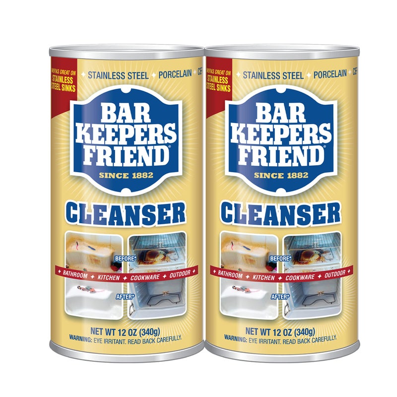 Bar Keepers Friend Powder Cleanser (2 x 12 oz) Multipurpose Cleaner, Stain & Rust Remover for Bathroom, Kitchen & Outdoor Use on Stainless Steel, Aluminum, Brass, Tile, Ceramic, Porcelain & More - Image 1