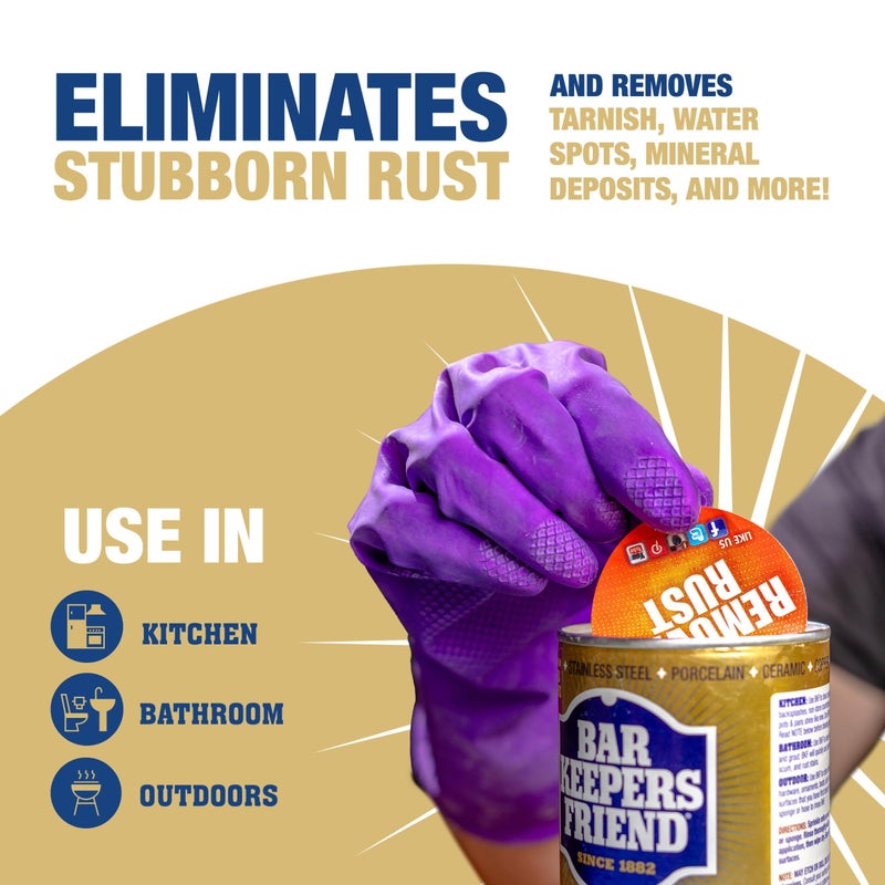 Bar Keepers Friend Powder Cleanser (2 x 12 oz) Multipurpose Cleaner, Stain & Rust Remover for Bathroom, Kitchen & Outdoor Use on Stainless Steel, Aluminum, Brass, Tile, Ceramic, Porcelain & More - Image 4